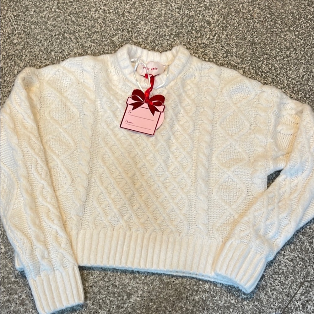 Cozy White Cable Knit Sweater